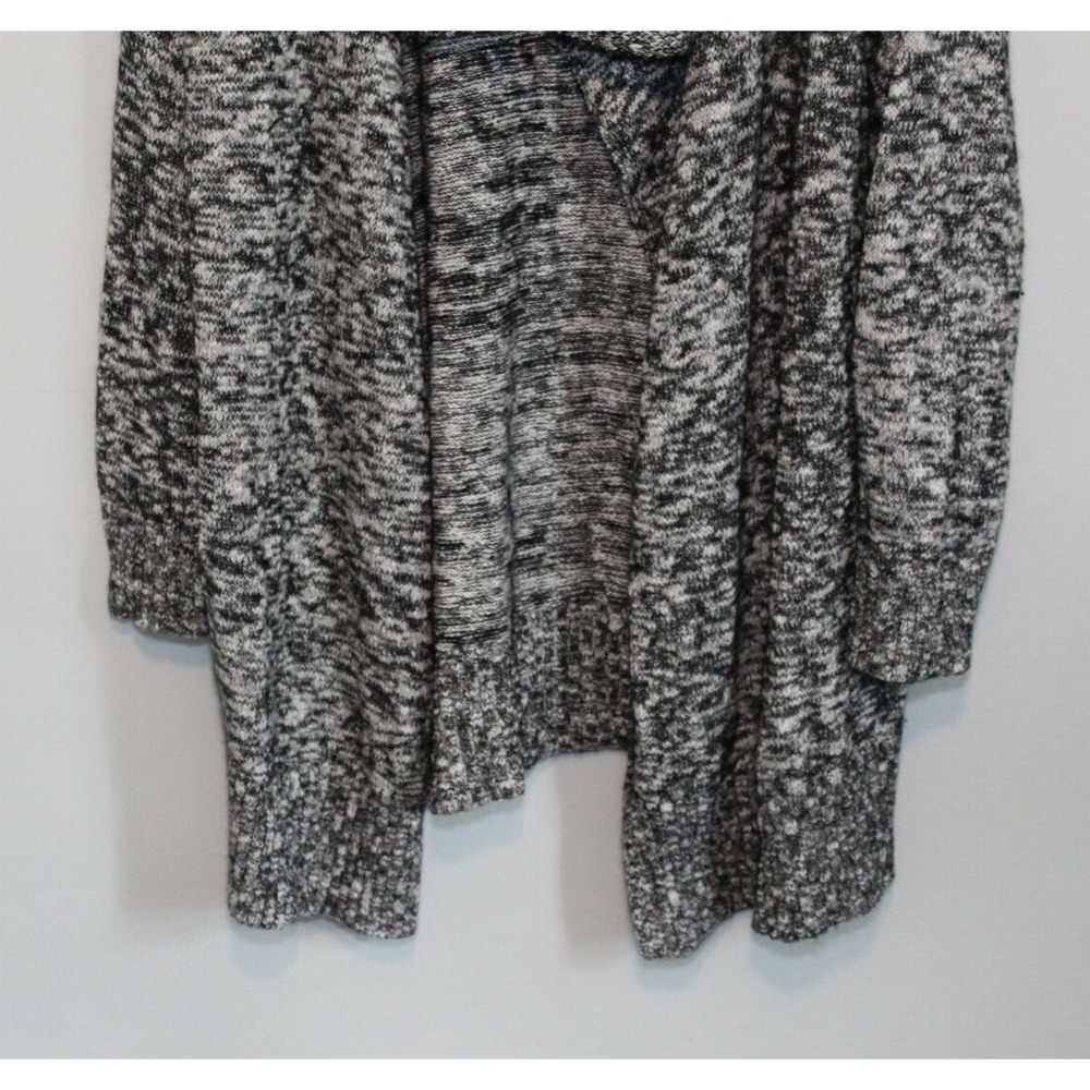 Eileen Fisher Knit Open Front Long Drape Cardigan Sweater Black Marled Large - Picture 5 of 13